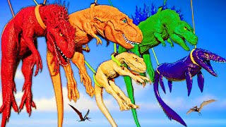 🔴All Jurassic Red TREX vs Green DINOSAUR Dilophosaurus Karnotaurus Triceratops  Fallen Kingdom [upl. by Solange]