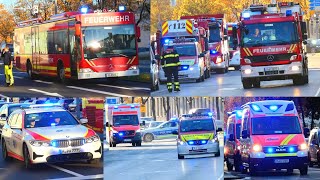 Brand in JVA Stadelheim Großeinsatz B5 mit MANV 1015  Einsatzfahrten Einsatzkräfte München [upl. by Absalom773]