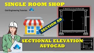 4SINGLE ROOM SHOP Drawing  SECTIONAL ELEVATION SECTION AB in AutoCAD  Building 4 [upl. by Helas]