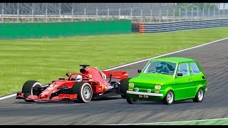 Ferrari F1 2018 vs Fiat 126 Monster  Monza [upl. by Chouest]