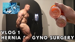 OFFSEASON VLOG 1  DAY IN THE LIFE OF A BODYBUILDER  HERNIA amp GYNO SURGERY DAY [upl. by Bohlen700]