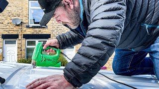 I cut a hole in the roof  Camper van conversion ventfan install [upl. by Kolk463]