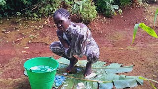 African Village Bush BathingAmazing 😍 [upl. by Gerti]