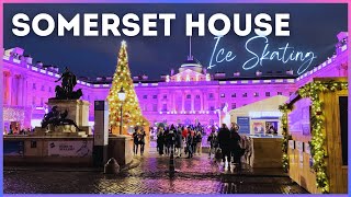 Somerset House ICE ❄️Skating ⛸️  London STROLL  Happy NEW YEAR  2024  4K [upl. by Carlock]