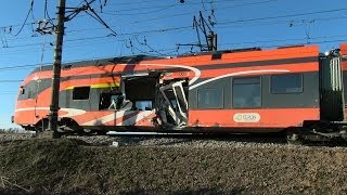 Крушение дизельпоезда Штадлер с грузовиком  Train crash Stadler DMU collision with a dumptruck [upl. by Nosrak]