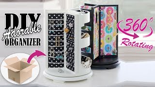 DIY ROTATING JEWELLERY ORGANIZER ADORABLE IDEA  Cute Organizer Tutorial [upl. by Ellehcil]