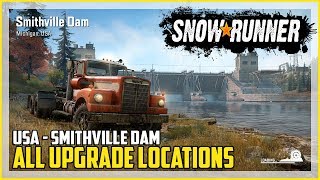 SnowRunner All Upgrade Locations Smithville Dam Michigan [upl. by Zeni]