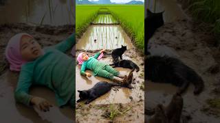 Animasi Riska Vlog Berlarian Ditepi Sawah Bersama Kucing Lucu [upl. by Yauq]