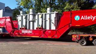 Stafford Alleys Heavy Haulage Trucks haul Transformer from factory onto the A34 30092016 [upl. by Eri]