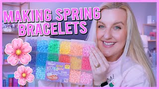 MAKING SPRING BEADED BRACELETS how to make bracelets with beads 🌸🌷🎀 ✨PONY BEAD BRACELETS✨ [upl. by Filler]