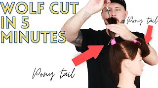 HOW TO CUT A WOLF CUT IN 5 MINUTES  TIKTOK HAIRCUT TREND  WOLF CUT TUTORIAL hair trends 2021 [upl. by Ayhtin477]