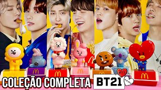 BT21 MC DONALDS COLEÇÃO COMPLETA MC LANCHE FELIZ BTS AGOSTO 2024 PETER TOYS [upl. by Reffotsirk]