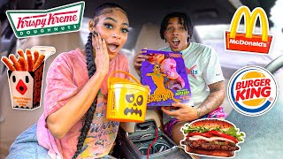 Eating only HALLOWEEN FAST FOOD ITEMS for 24 HOURS [upl. by Sherburn]