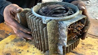 The Extremely Ingenious Skill Of The Electrician  Restoration Of Burnt 3 Phase Motor [upl. by Eudoxia635]