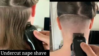 nape shave with trimmer with original sound । shoulder length haircut with nape buzzcut [upl. by Adnamor]