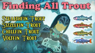 Trout Farming Botw  Stealthfin Trout Voltfin Trout Sizzlefin Trout amp Chillfin Trout [upl. by Dukey]