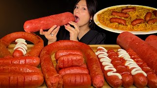 GIANT SAUSAGE MUKBANG  EATING 2KG SAUSAGE WITH SPICY KOREAN NOODLE  MASSIVE SAUSAGE [upl. by Quinby]