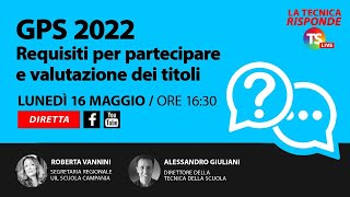 Gps 2022 requisiti per partecipare e valutazione dei titoli [upl. by Hameerak]