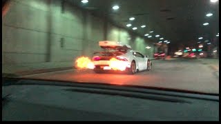 Twin turbo Huracan shootsflames supra vs huracan [upl. by Earahs]