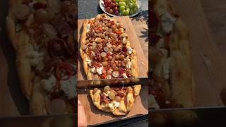 Savory Grilled Flatbread with Grapes Crispy Beef Bacon Goat Cheese amp Caramelized Onions [upl. by Braasch]