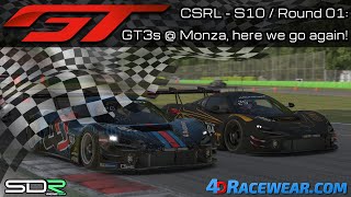 CSRL  S10  Round 01 GT3s  Monza here we go again [upl. by Amyaj]