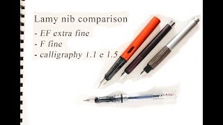 comparativa pennini Lamy F M EF 11  fine medio extra fine calligrafico [upl. by Lenej]