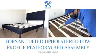 Forsan Tufted Upholstered Low Profile Platform Bed Assembly  How to Assemble A Platform Bed [upl. by Fitzhugh]