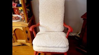 Vintage Rocking Chair Makeover  Recovering Cushions with an Old Chenille Bedspread [upl. by Craig]