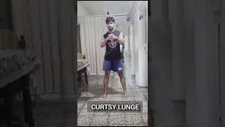 Curtsy Lunges  workout for thighs hips and quadriceps [upl. by Omrellug]