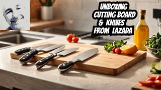 Unboxing Wooden Cutting Board and Japanese Knives from Lazada [upl. by Barker874]