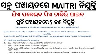 Panchayat MAITRI Recruitment 2023Odisha Panchayat level Job10th Pass Job in OdishaOdisha Govt Job [upl. by Gregor]