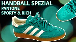 2024 Adidas Originals Handball Spezial Sporty amp Rich Pantone Green Review amp On Feet [upl. by Rem786]