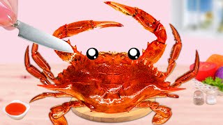 So Crispy And Hot 🔥 How To Cook Miniature Singapore Chili Crab With Spicy Sauce 🦀 Yo Yo Mini Cooking [upl. by Norraj]