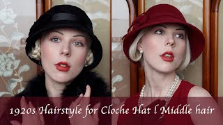 Easy 1920s Hairsyle Tutorial For Cloche Hat for Middle Hair [upl. by Brinn]