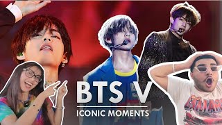 BTS V ICONIC MOMENTS ON STAGE REACTION JUST WOW [upl. by Niko]