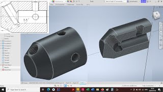 DRAWING WITH INVENTOR ADAPTER SIDE LOCK FOR CYLINDRICAL SHANKS MODELING WITH AUTODESK CAD161S [upl. by Kenway]