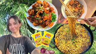 Maggi recipe  Spicy Maggi Masala  Maggi noodles  chicken fried  cooking amp eating [upl. by Chrysler685]