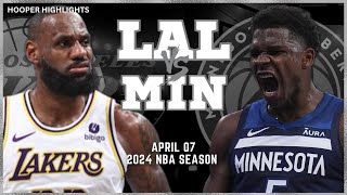 Los Angeles Lakers vs Minnesota Timberwolves Full Game Highlights  Apr 7  2024 NBA Season [upl. by Vasiliki]