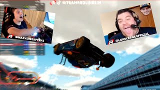 Max Verstappen’s iRacing Crash Sparks Hilarious Team Redline Reaction amp Breakdown [upl. by Ylebmik]