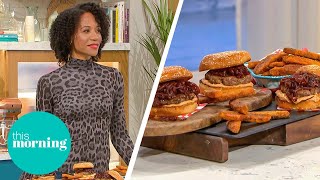 April Jackson’s Spiced Juicy Lamb Burgers With Delicious Halloumi Fries  This Morning [upl. by Anivle]