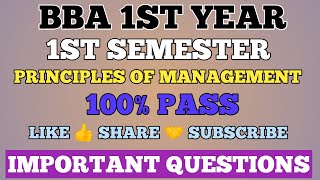 PRINCIPLES OF MANAGEMENT IMPORTANT QUESTIONS  BBA 1ST YEAR  1ST SEMESTER [upl. by Sivraj339]