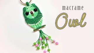 Macrame tutorial  the simple owl on the tree keychain  Hướng dẫn thắt dây hình con cú làm móc khóa [upl. by Assenar533]