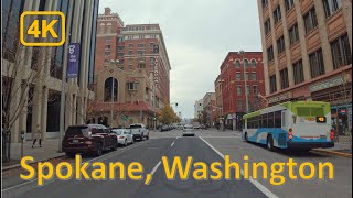 Driving in Downtown Spokane Washington  4K60fps [upl. by Anawad269]