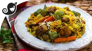 Vegan Biryani with Okra amp Soya Chunks Textured Vegetable Protein  Mauritian Recipe [upl. by Borras]