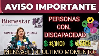 ATENCION BENEFICIARIS DE PENSION BIENESTAR DE DISCAPACIDAD 🧐💲💳💵 [upl. by Ardnohsal575]