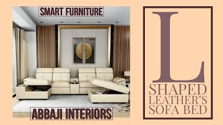 L Shaped Leathers Sofa Bed for Large Living Room Apartment  Home Decor Service in Mumbai [upl. by Annaili]