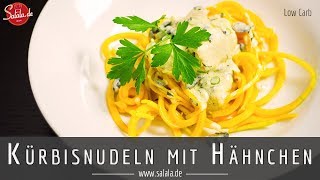 Kürbisnudeln mit Knoblauchhähnchen Gemüsenudeln Low Carb Zoodlen [upl. by Enoyrt462]