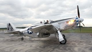 P51 Mustang  Flames on Start Up RollsRoyce Merlin  Flyover [upl. by Adian260]