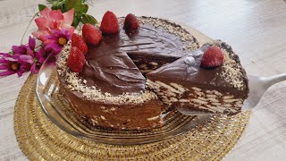 ✨️KOLAC IZ JEDNE POSUDE BEZ PEČENJA 🩷COKOLADNA KEKS TORTA CHOCOLATE CAKE💥 [upl. by Ateuqal156]