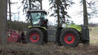 Claas Xerion 5000 mit Forstausüstung und ahwi Forstmulcher [upl. by Derwon]